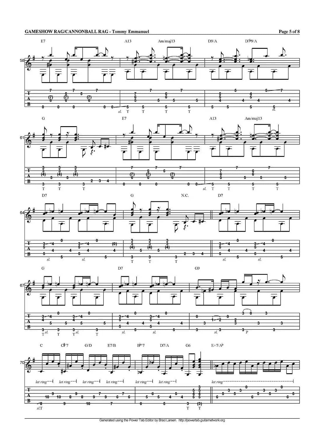 tommy emmanuel：gameshow rag/cannonball rag（指弹吉他）