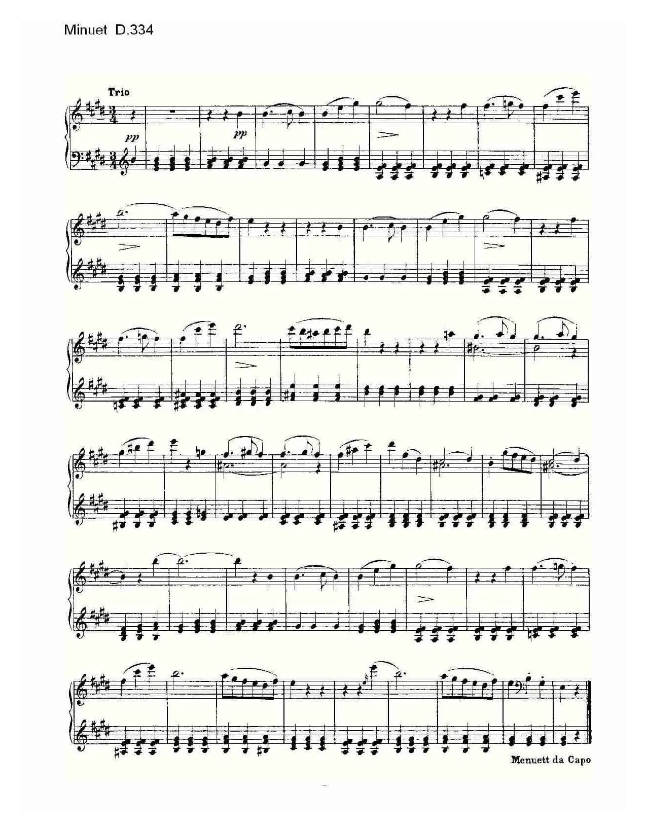 Minuet D.334（米奴哀小步舞曲 D.334）