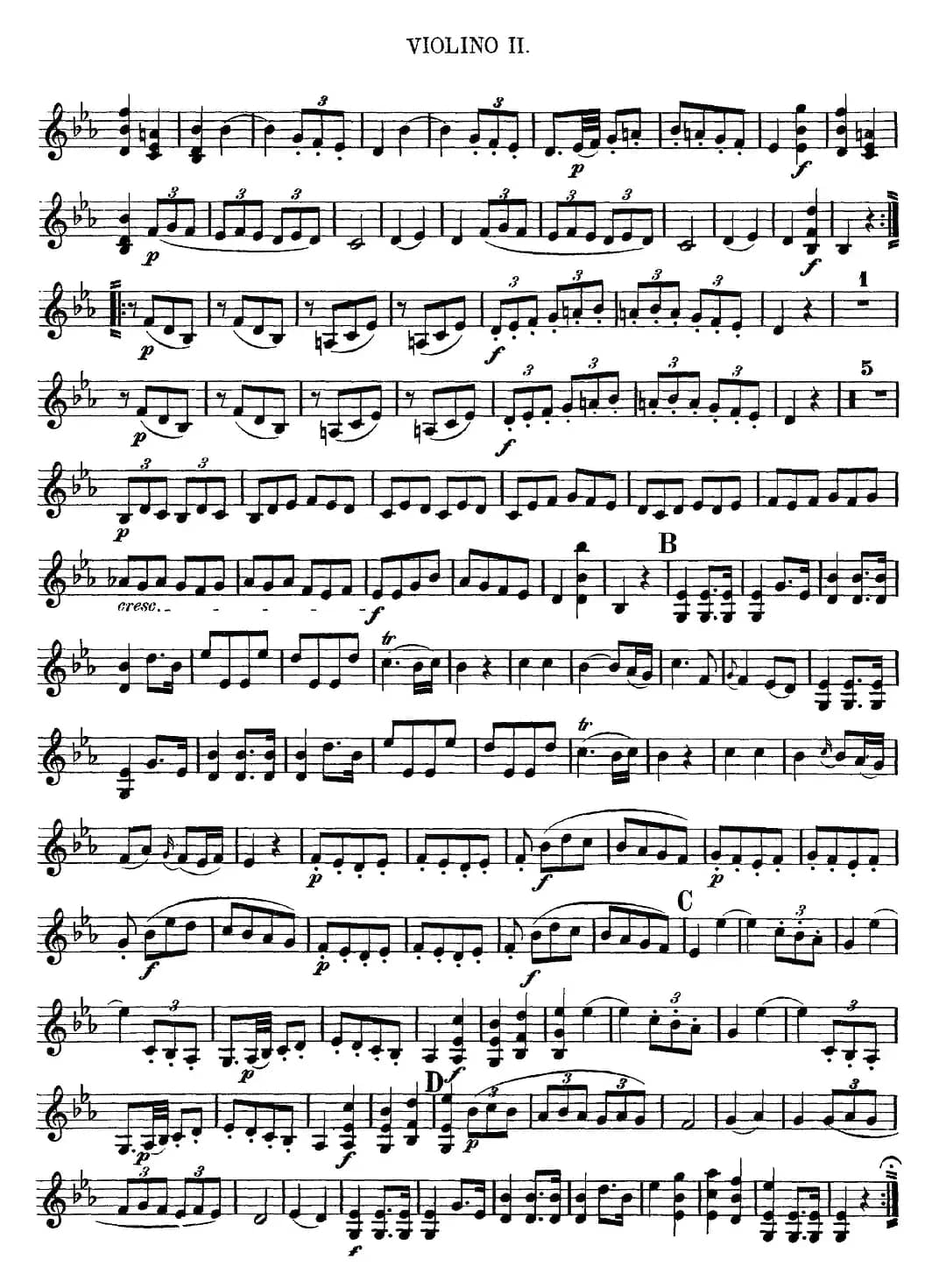 Mozart《Quartet No.7 in Eb Major,K.160》（Violin 2分谱）