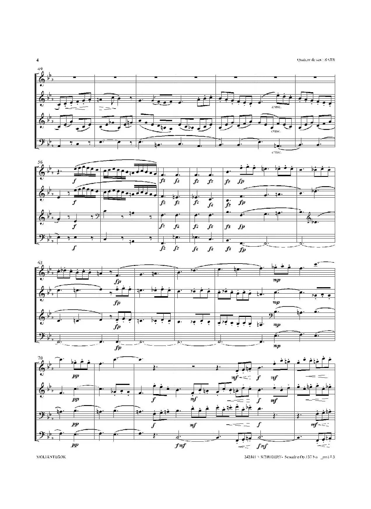 Sonatine Op.137 No 1（四重奏总谱）