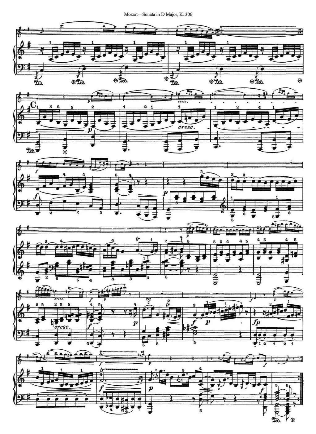 Violin Sonata in D Major K.306（小提琴+钢琴伴奏）