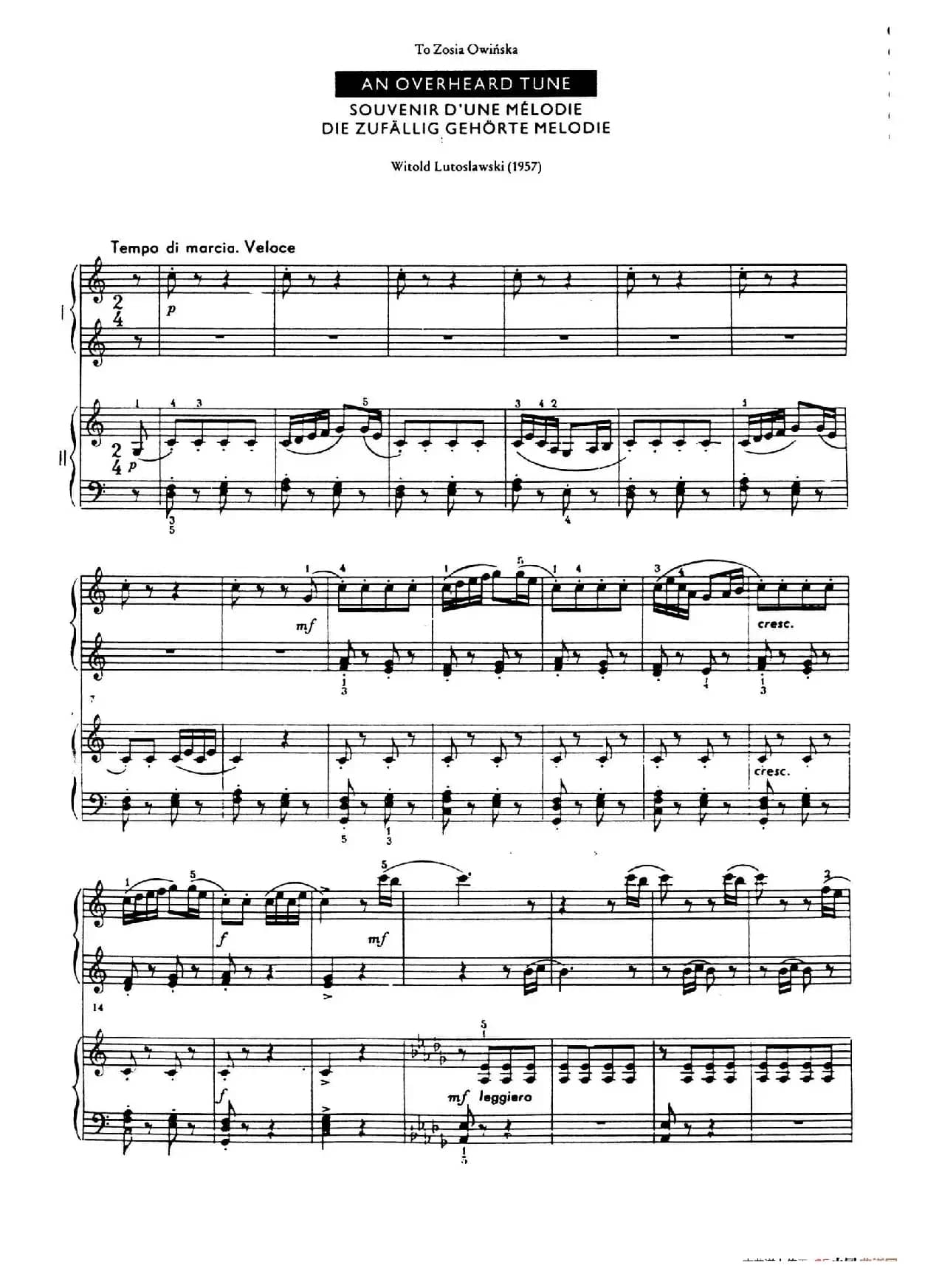 Zaslyszana Melodyjka(偶闻的小调·四手联弹)