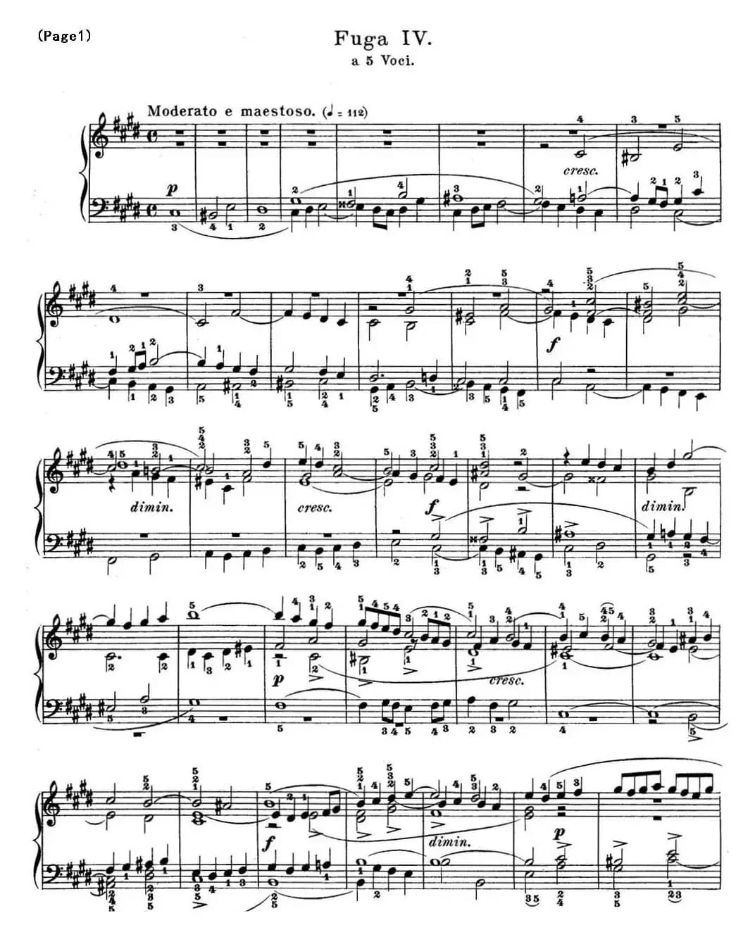 巴赫《平均律钢琴曲集·第一卷》之赋格曲（NO.4）