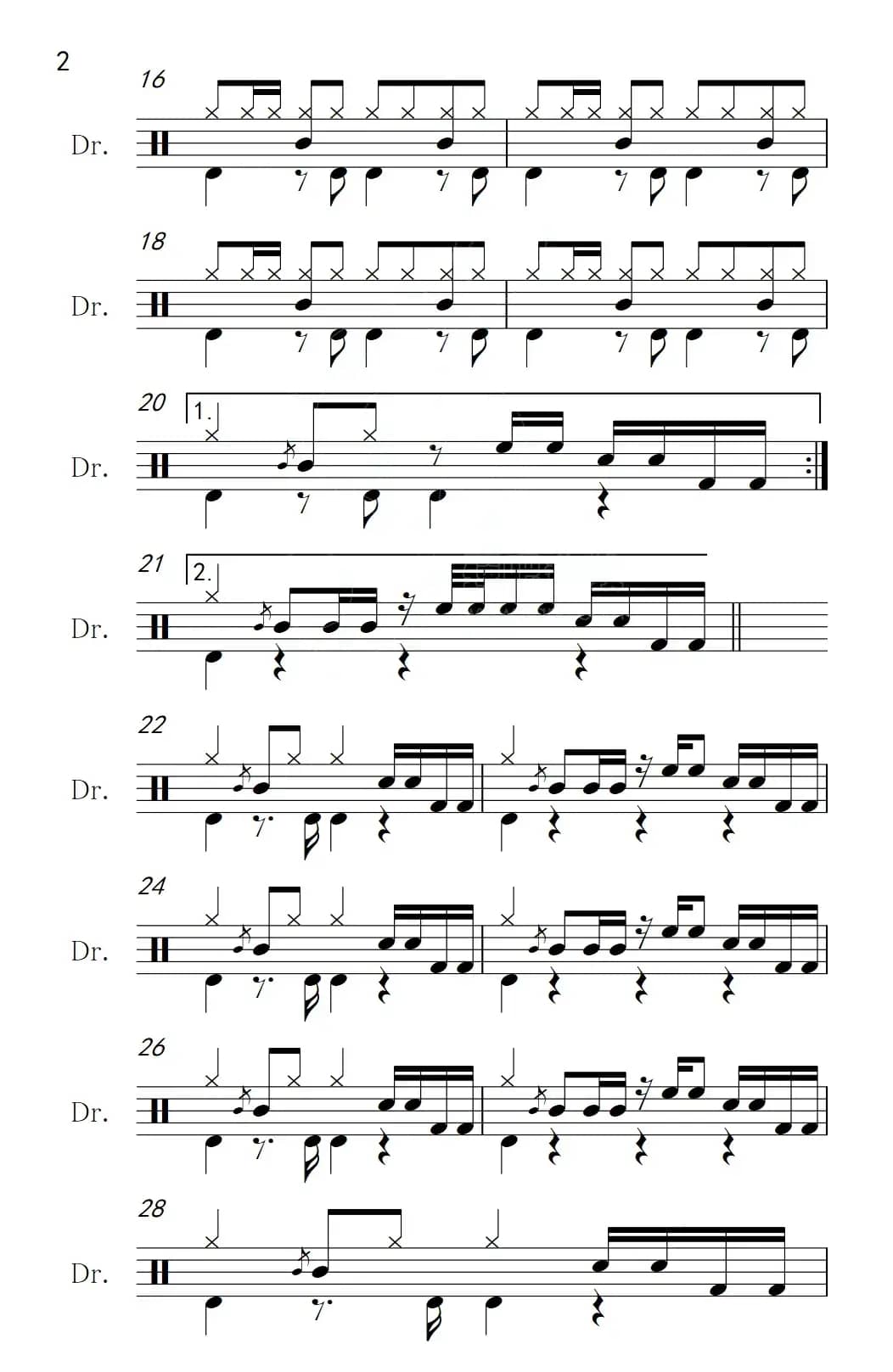 蓝色的爱（架子鼓谱）