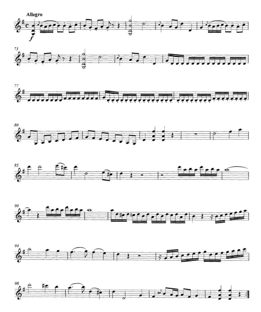 Mozart《String Quartet No.1 in G Major,K.80》（Violin Ⅱ分谱）