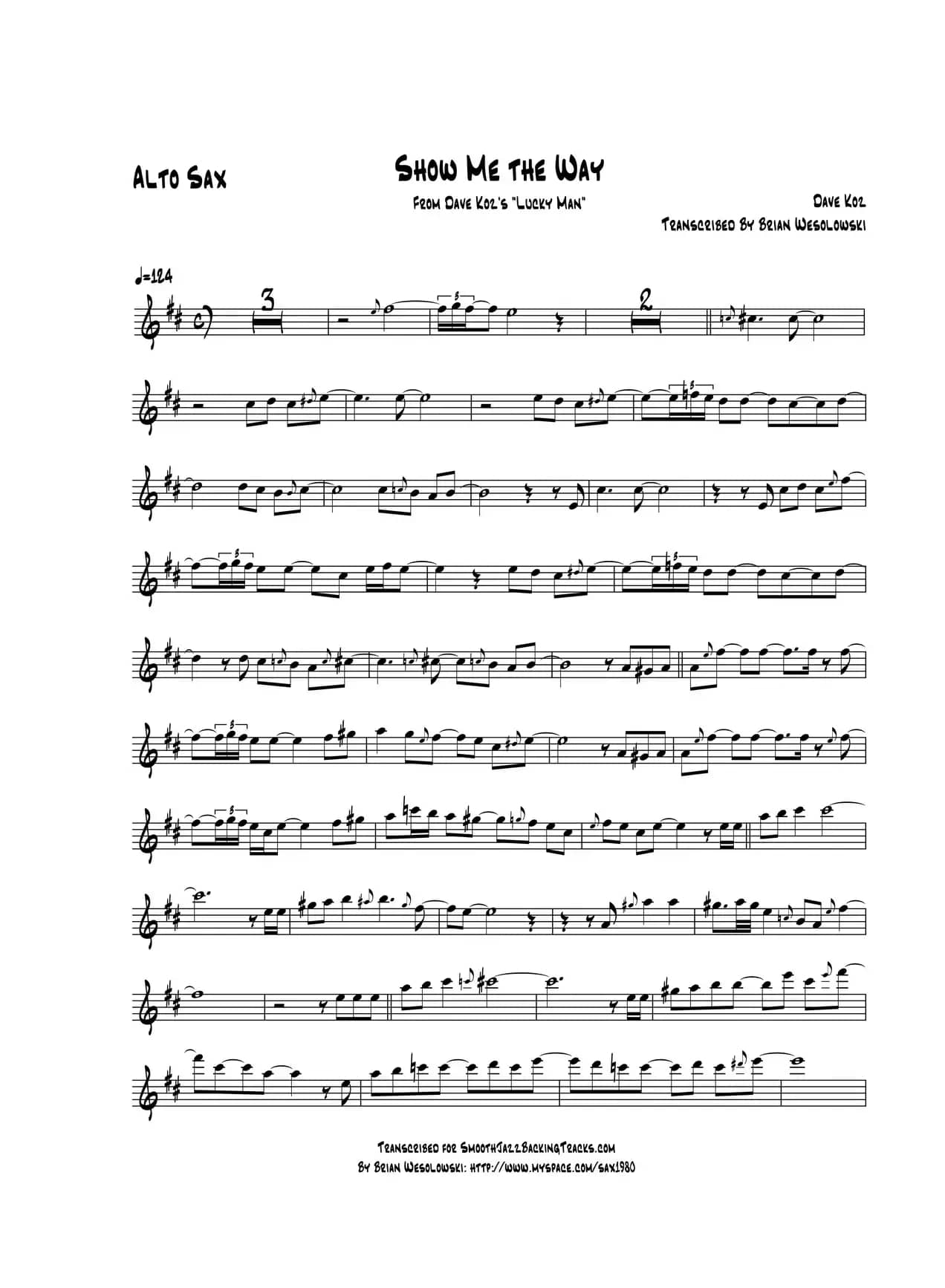 Show Me The Way（中音萨克斯）