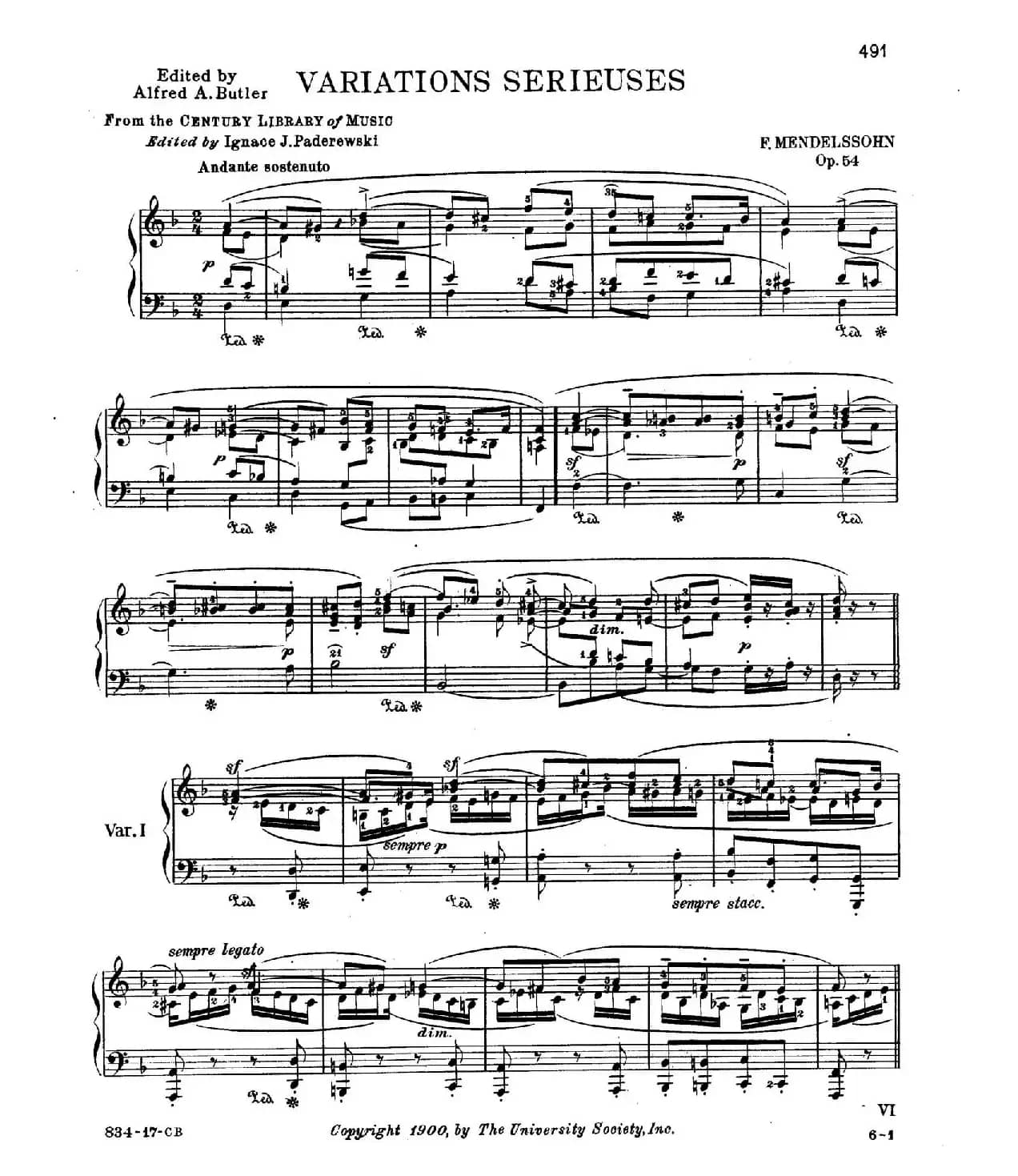 Variations Serieuses Op.54（d小调庄严变奏曲）