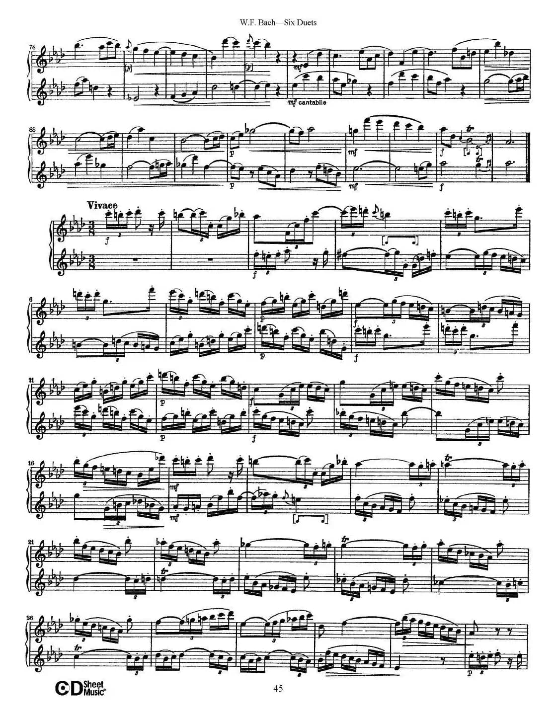 W.F.巴赫—六首二重奏练习曲（6）