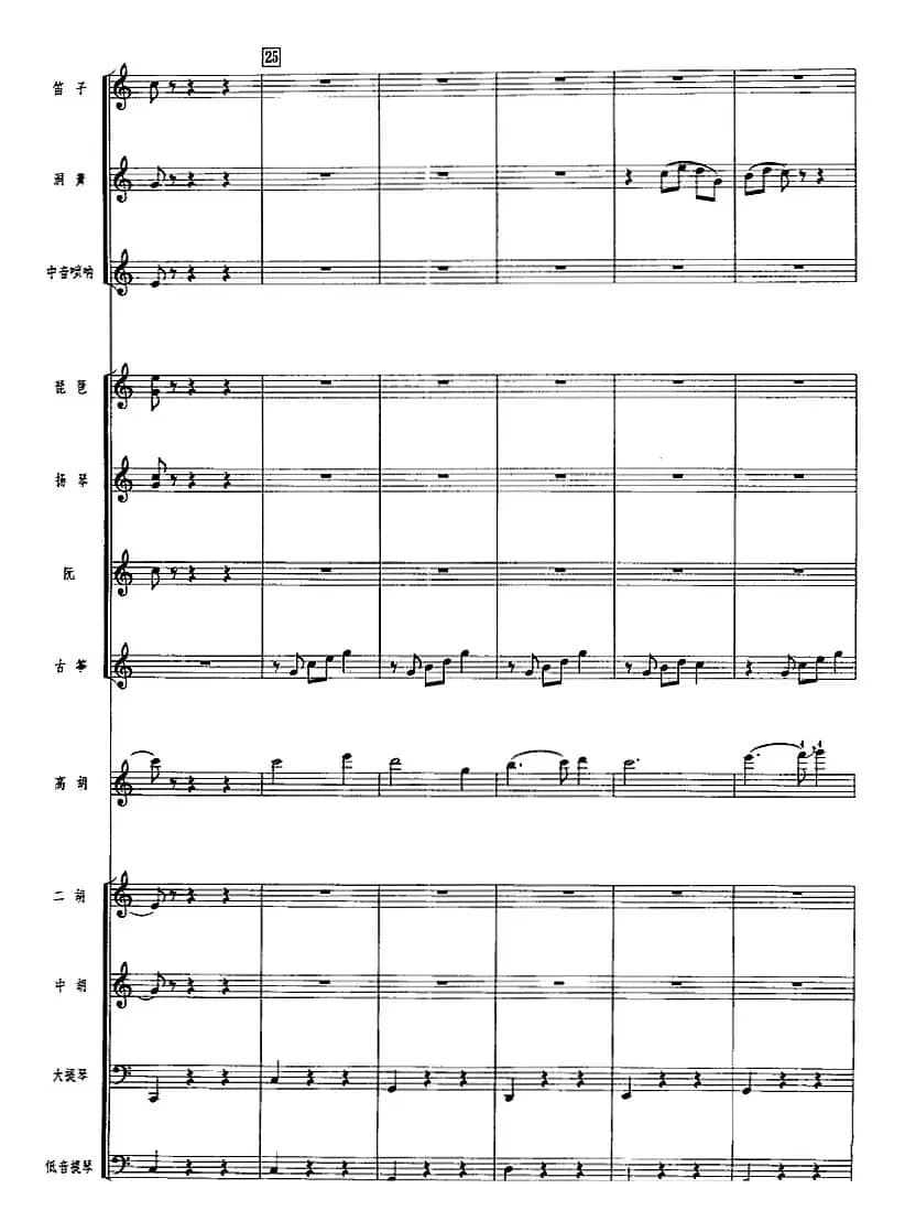 香江夏夜（广东音乐、高胡+乐队伴奏、五线谱版）