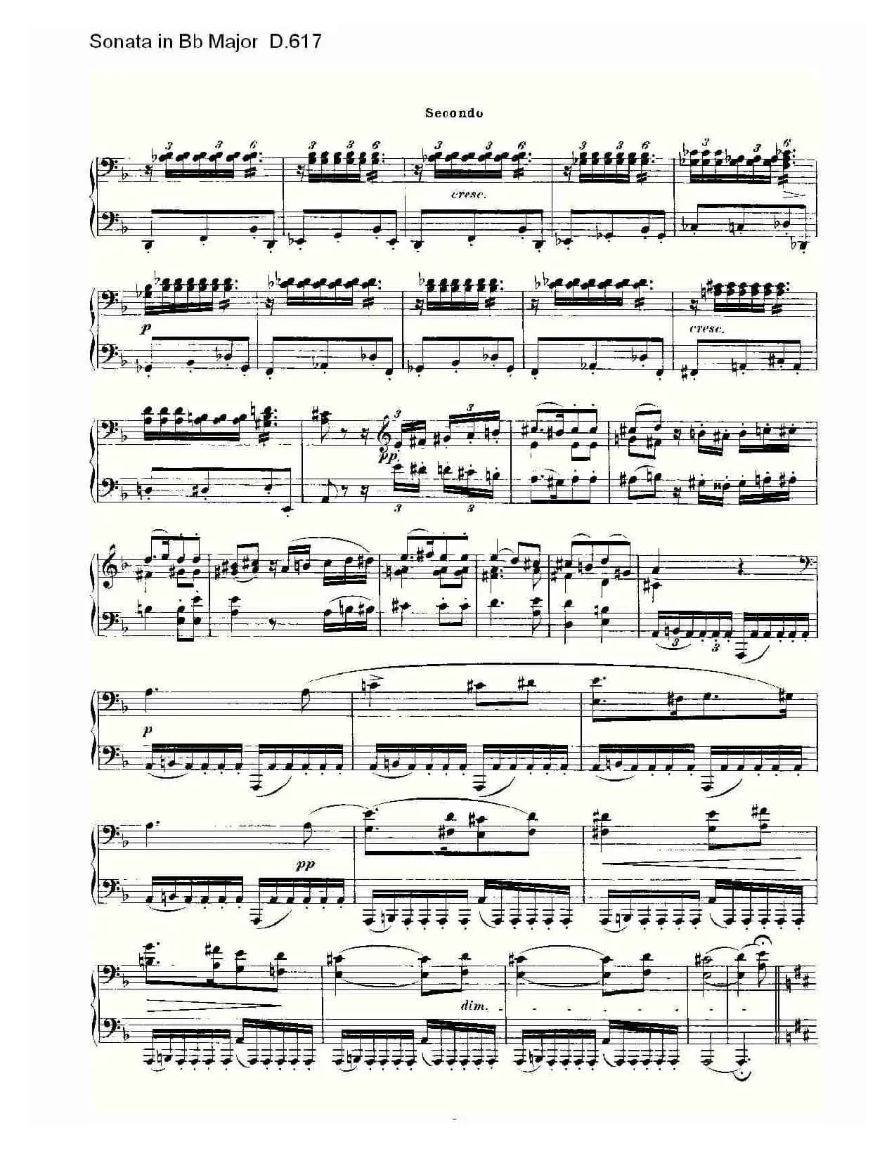 Sonata in Bb Major D.617(Bb大调奏鸣曲 D.617)