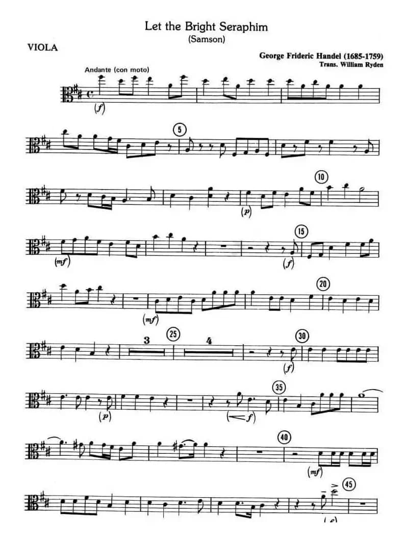 LET THE BRIGHT SERAPHIM(四重奏中提琴分谱)