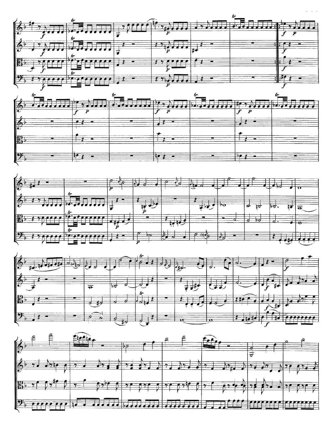 Mozart《Quartet No.13 in D Minor,K.173》（总谱）