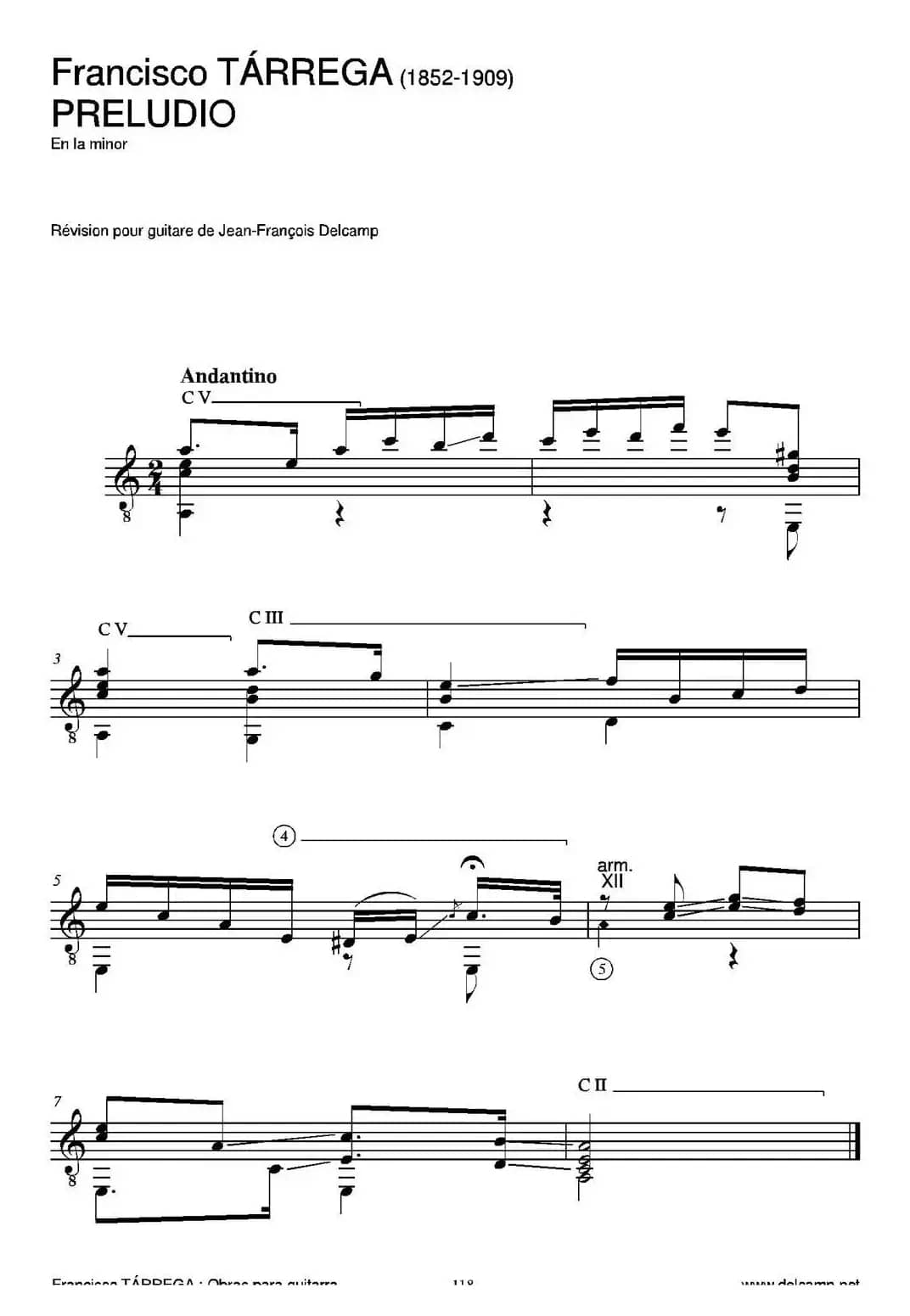 PRELUDIO(En la minor)（古典吉他）