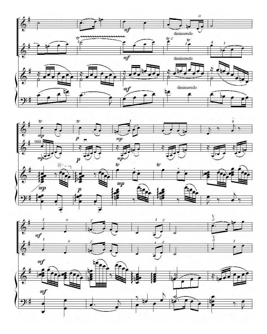 扑蝶舞曲（小提琴二部齐奏＋钢琴）