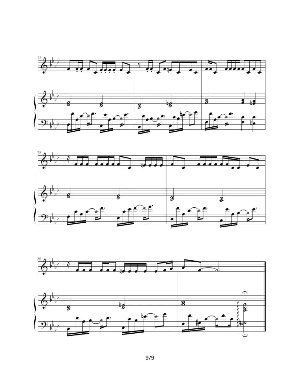 夜曲（周杰伦作曲、巴特尔编配版、钢琴伴奏谱）