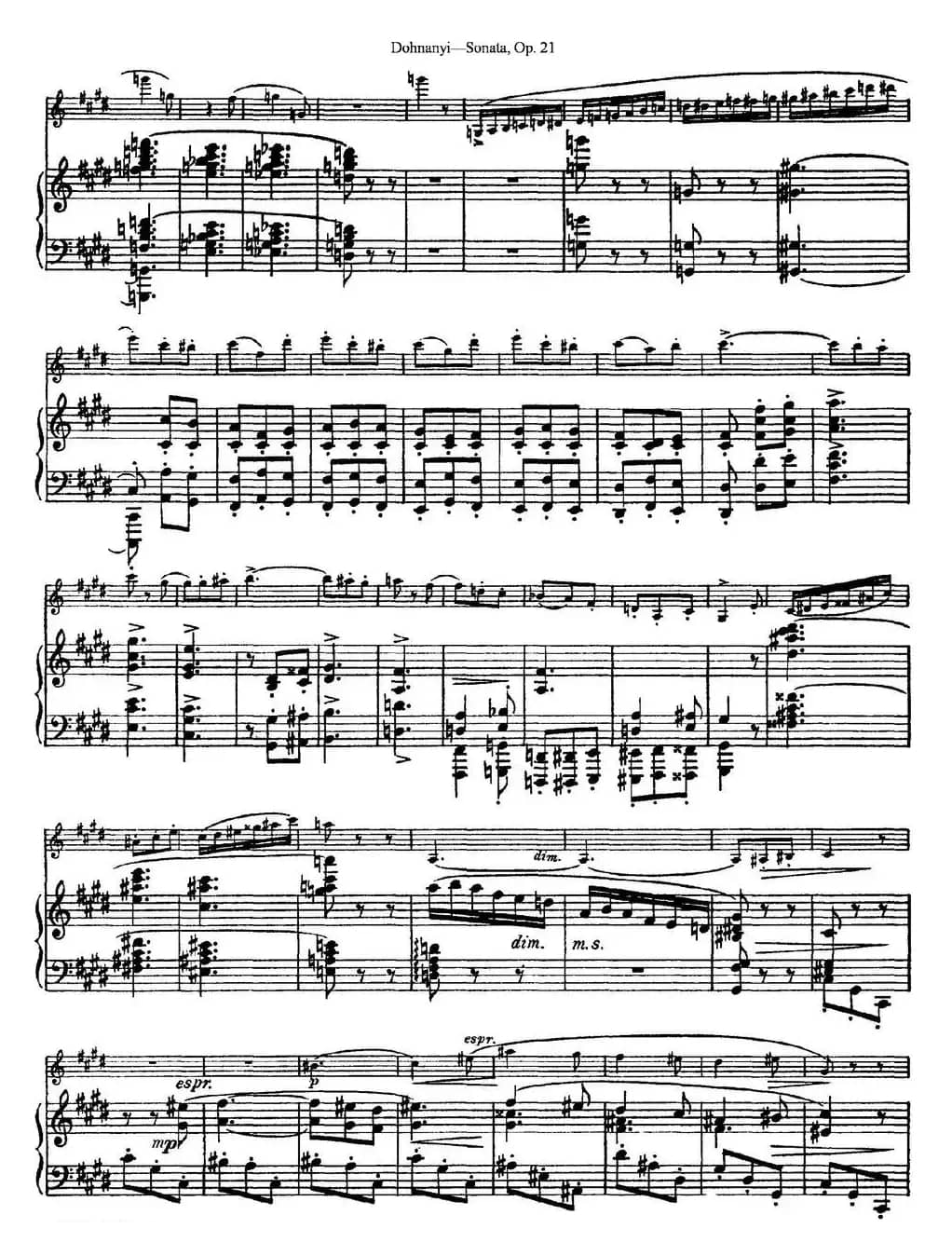 Dohnanyi Sonata Op.21（小提琴+钢琴伴奏）