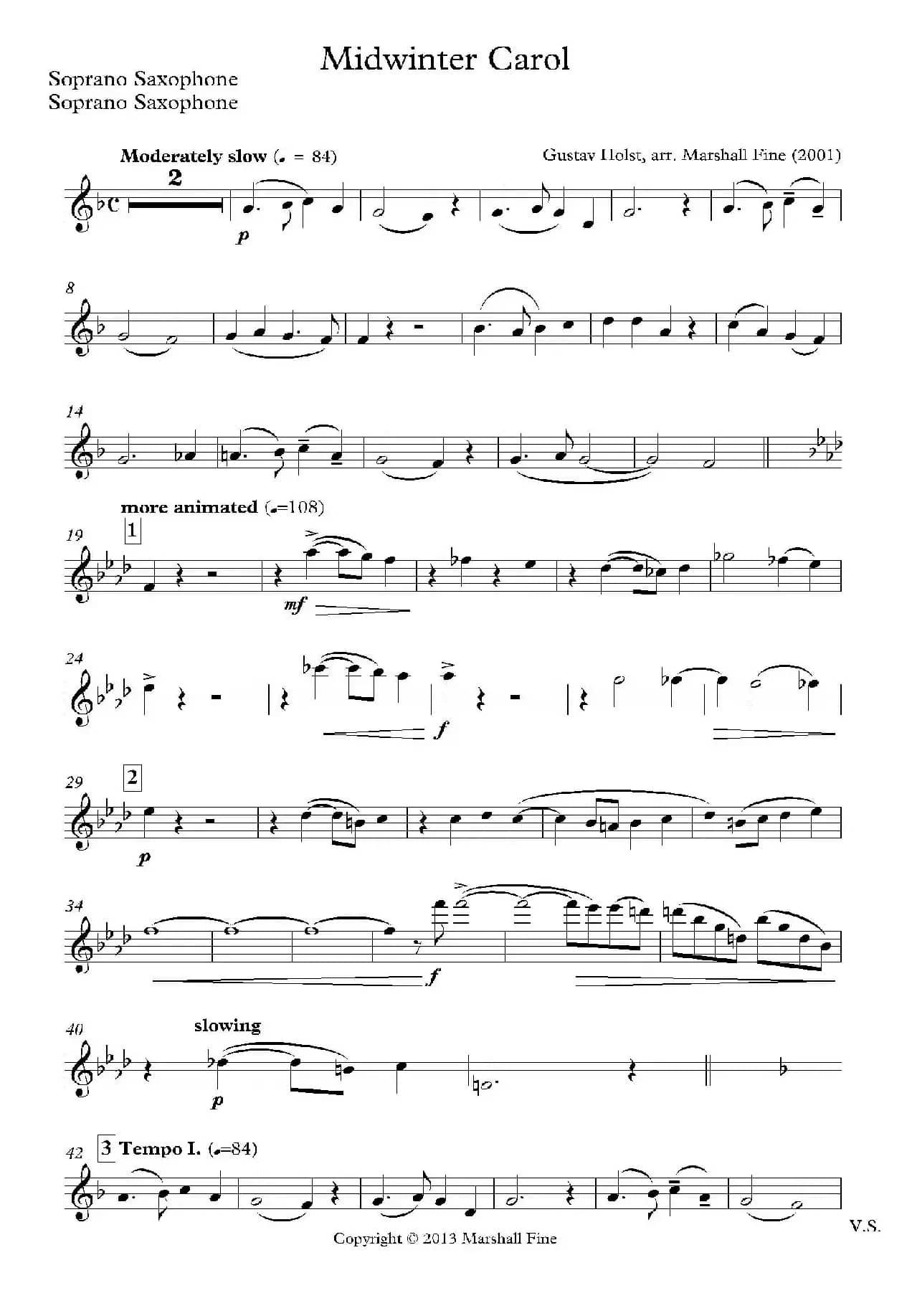 Midwinter Carol（四重奏分谱）