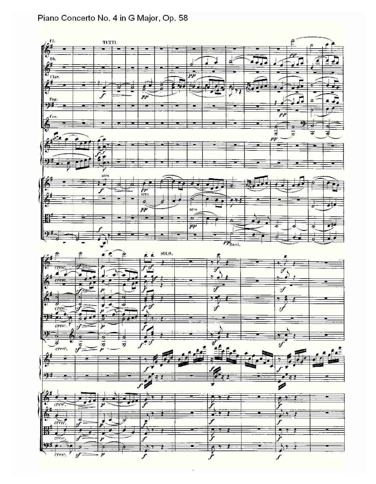 Ｇ大调钢琴第四协奏曲 Op.58 第三乐章（总谱）