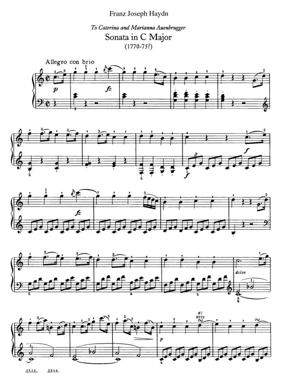 海顿 钢琴奏鸣曲 Hob XVI 35 in C major