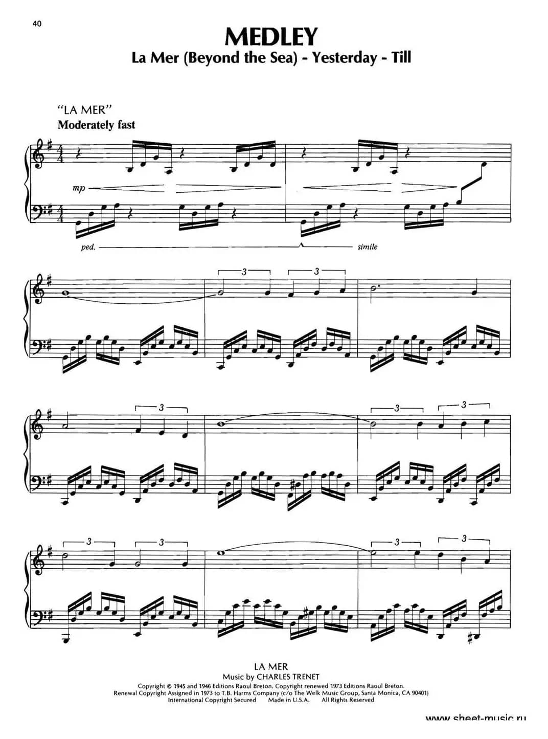 MEDLEY（La Mer（Beyond the Sea）-Yesterday-Till）