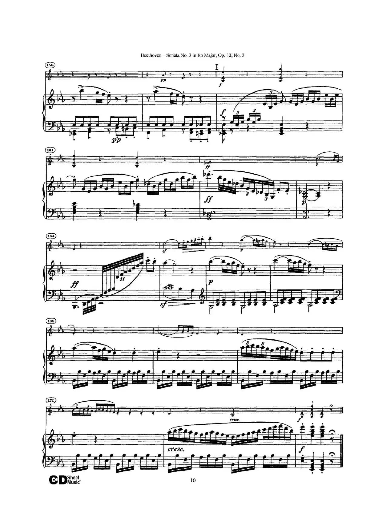 降E大调第三小提琴奏鸣曲（Sonata No.3 in Eb Major Op.12,No.3）（小提琴+钢琴伴奏）