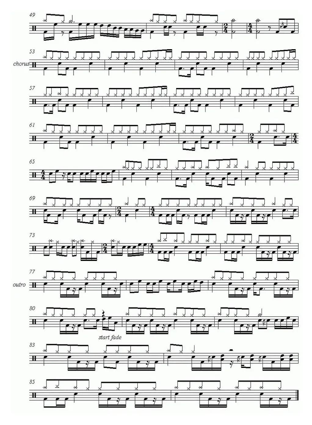 爵士鼓谱：Metallica - The Unforgiven