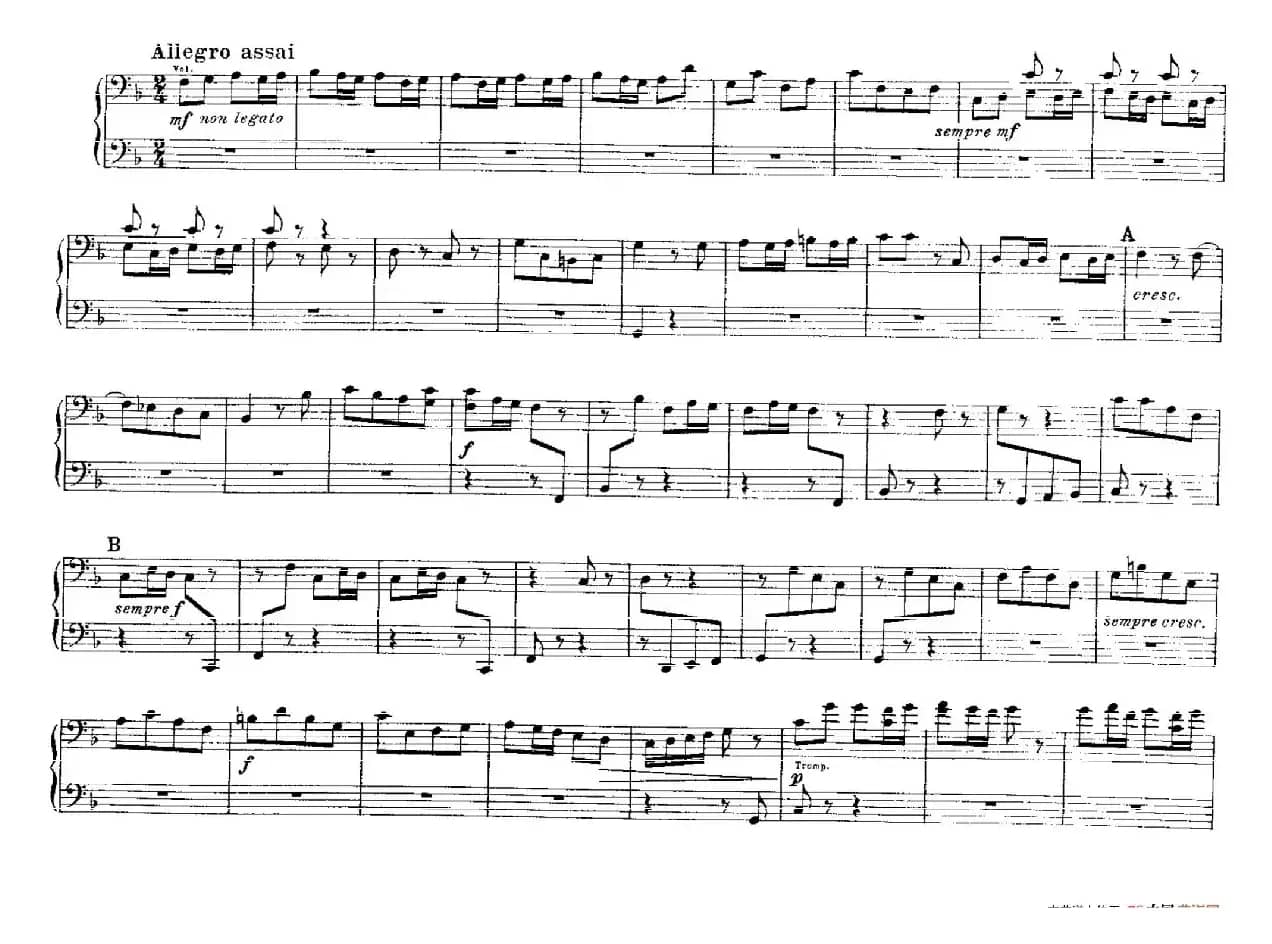 Brandenburg Concerto No.2 in F Major BWV.1047(F大调第二勃兰登堡协奏曲·四手联弹版)