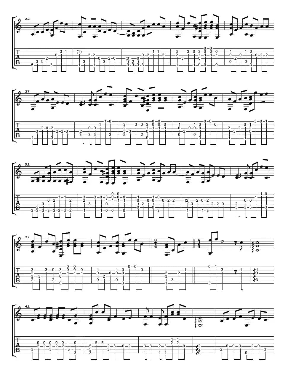 那女孩对我说（指弹谱）