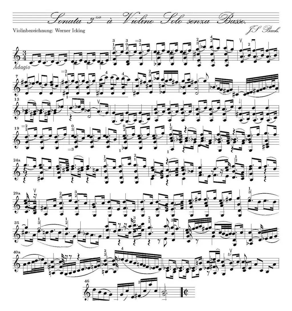 Bach Sonata BWV1005（无伴奏小提琴组曲）