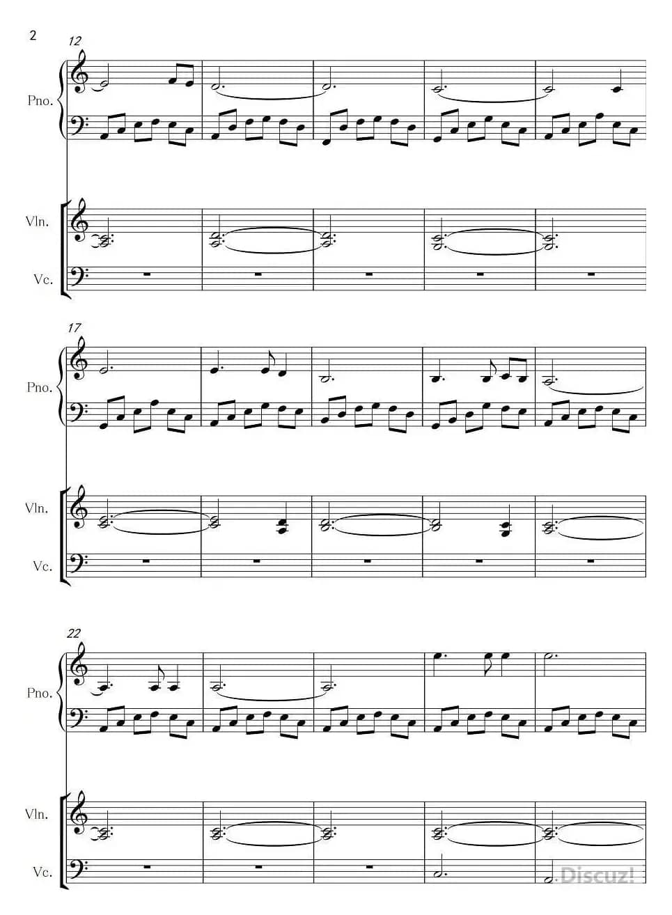 A小调浪漫曲（钢琴+小提琴+大提琴）