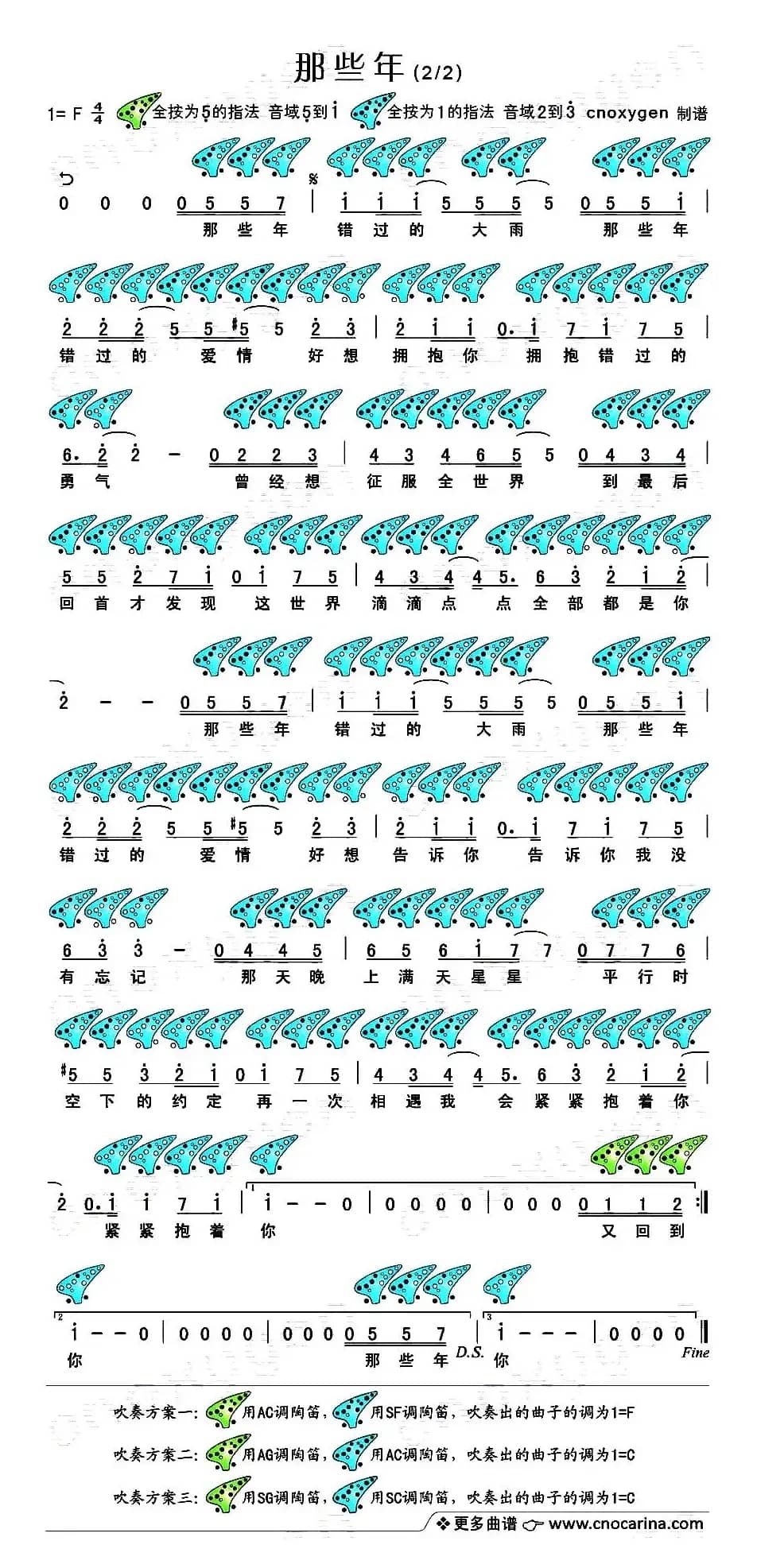 那些年（电影《那些年我们一起追的女孩》插曲、十二孔陶笛谱）