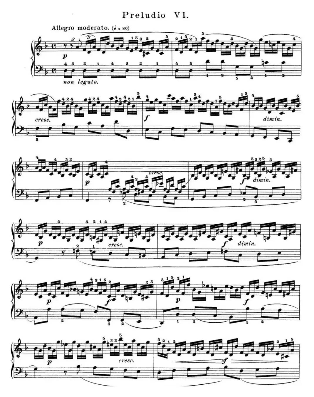 巴赫《平均律钢琴曲集·第一卷》之前奏曲（NO.6）