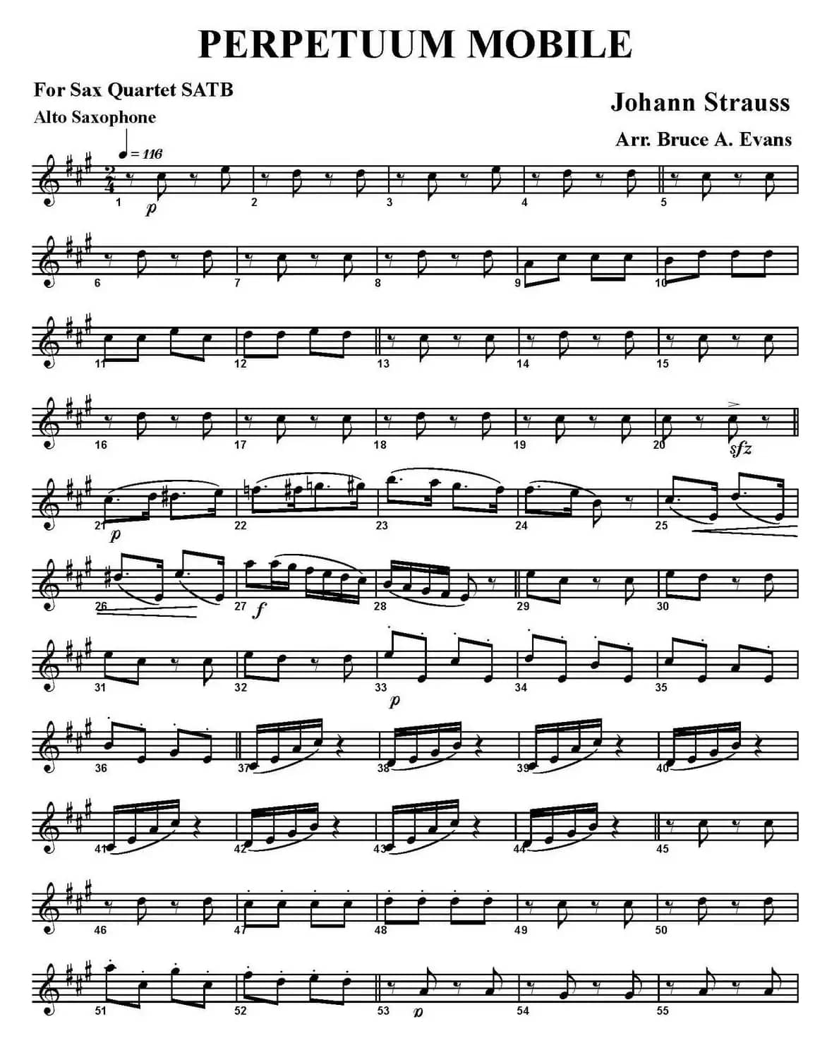 PERPETUUM MOBILE（四重奏·中音萨克斯分谱）