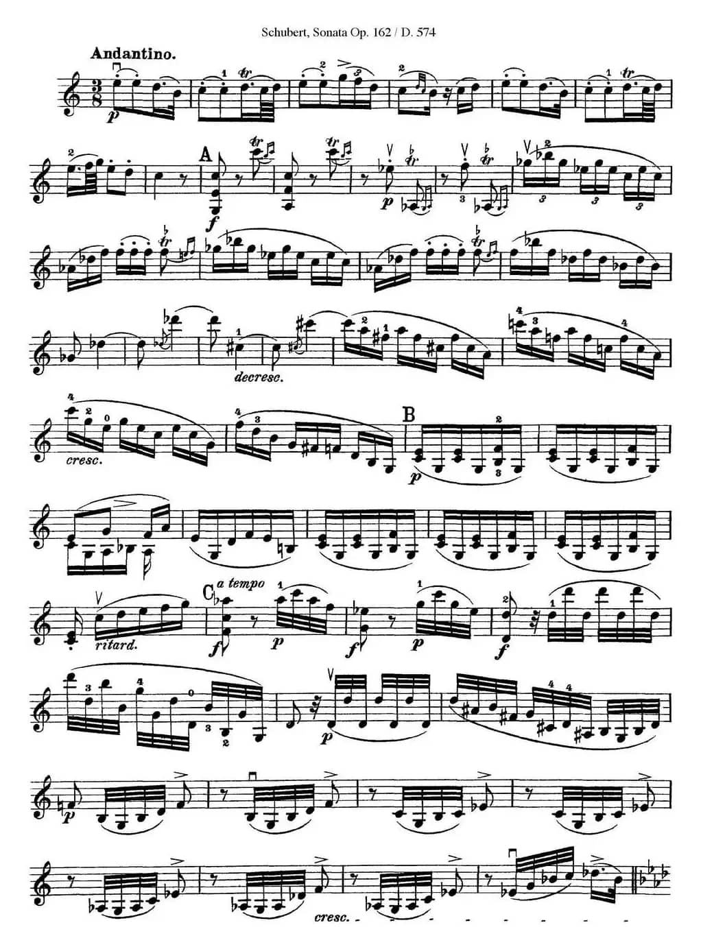 Violin Sonata in A major Op.162 D.574
