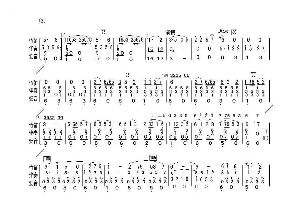 关东风情（笛子独奏、伴奏总谱）