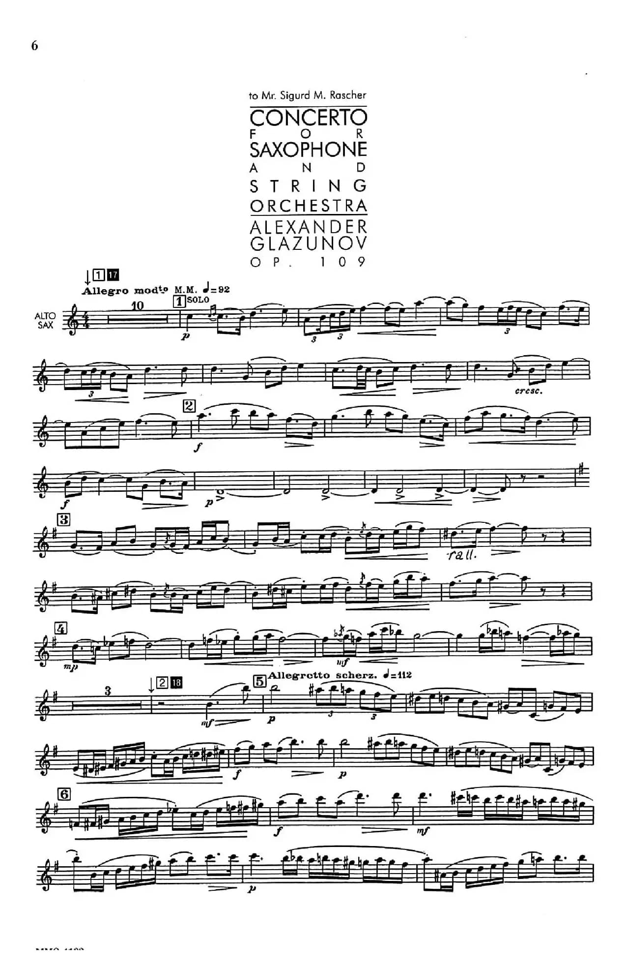 Glazunov Op.109（格拉组诺夫协奏曲Op.109）（中音萨克斯分谱）