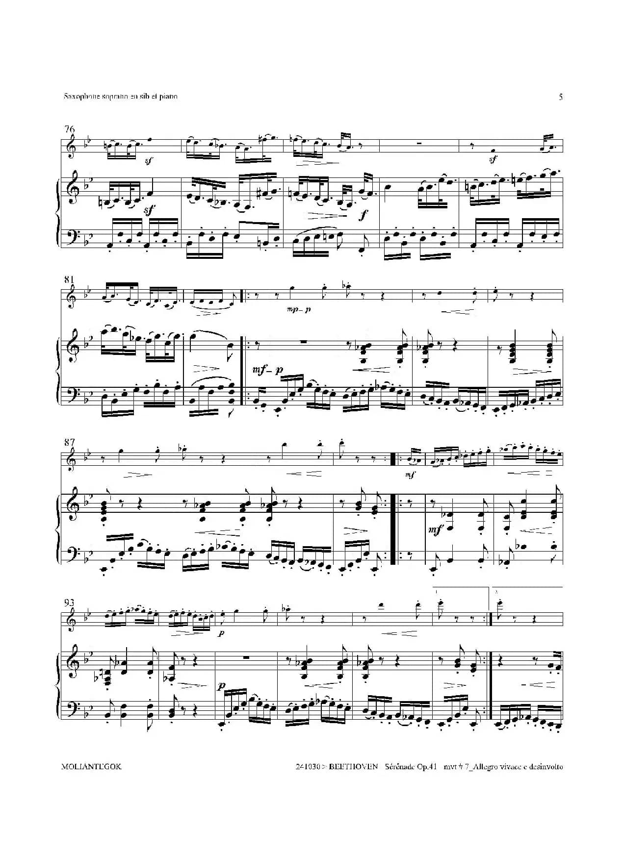 小夜曲 Op.41（高音萨克斯+钢琴伴奏）