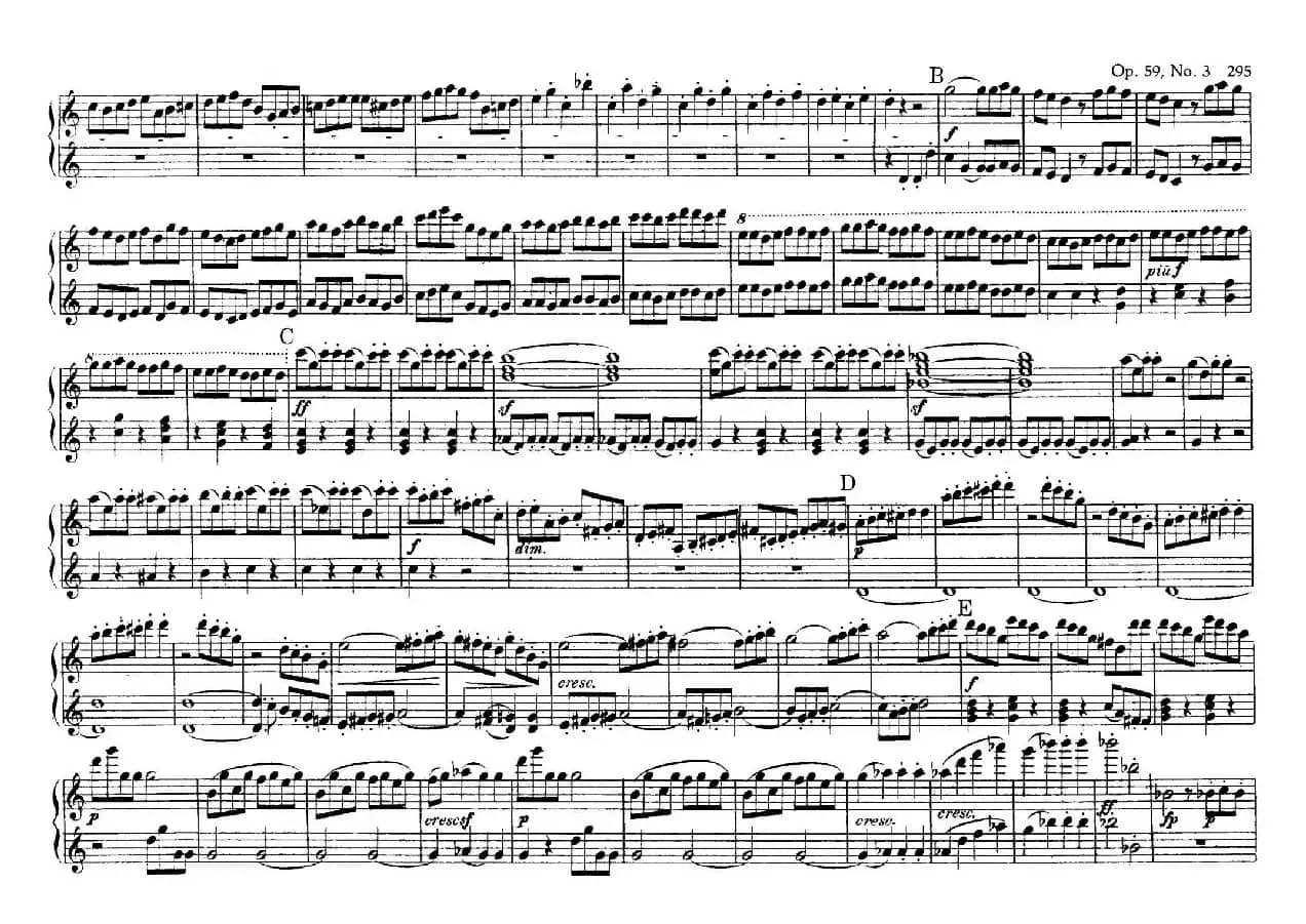 String Quartet No.9 in C Major Op.59-3 - 4 Hands（C大调第九弦乐四重奏·四手联弹）