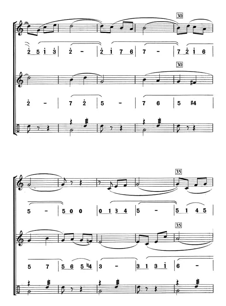 小松树（八孔竖笛线简谱对照版、三重奏）