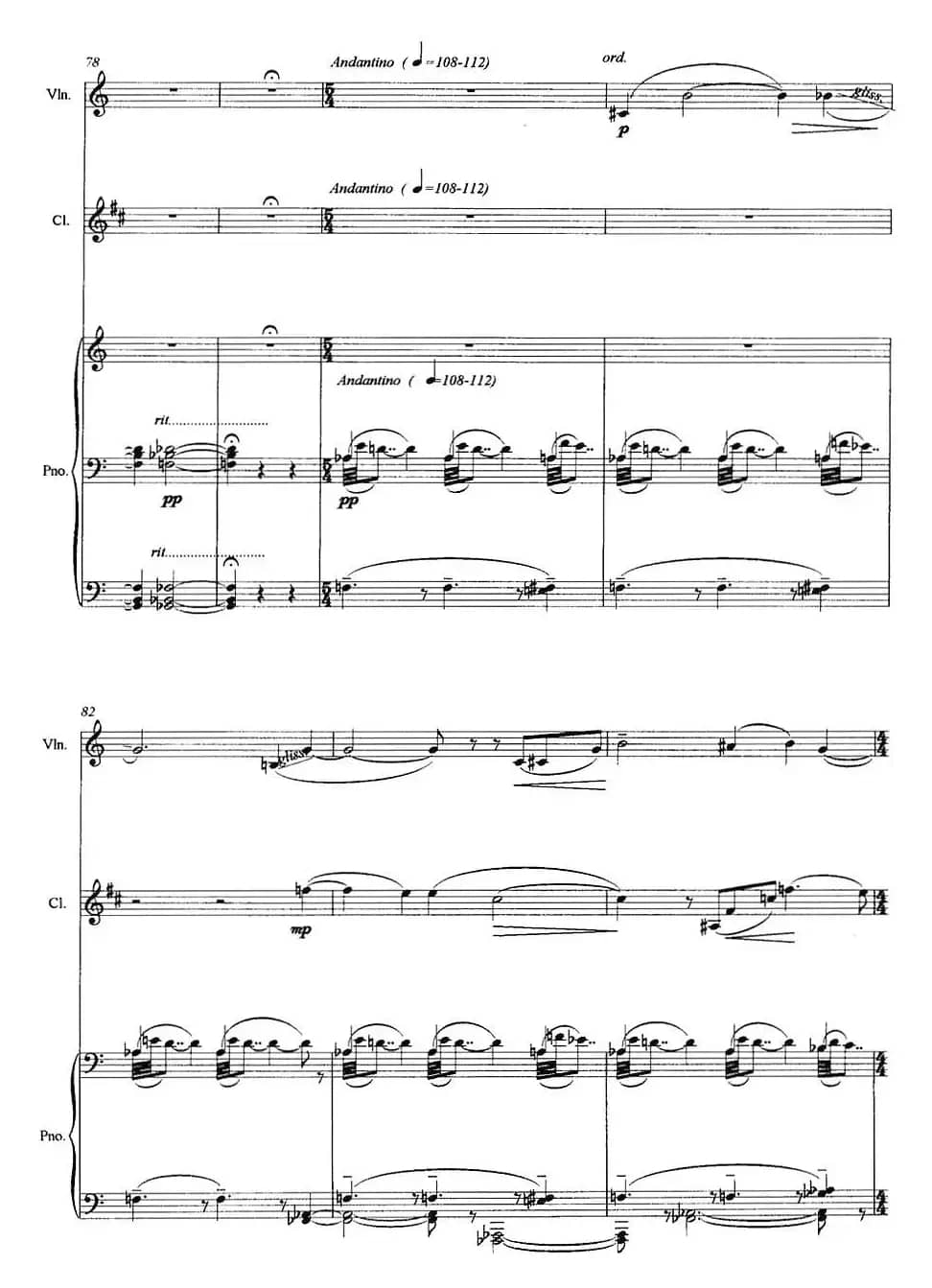 三重奏——遥远的曲调（小提琴+单簧管+钢琴）