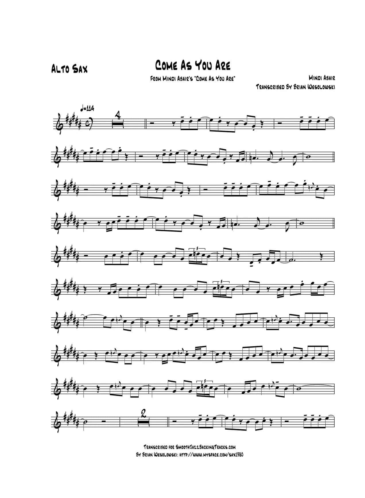 Come As You Are（中音萨克斯）