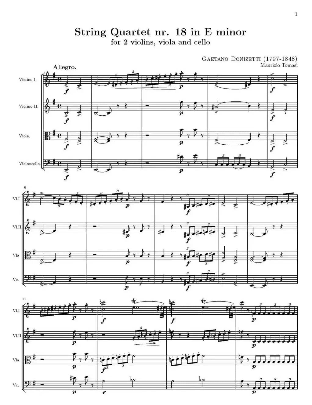 String Quartet nr.18 in E minor（E小调弦乐四重奏、P1-15）