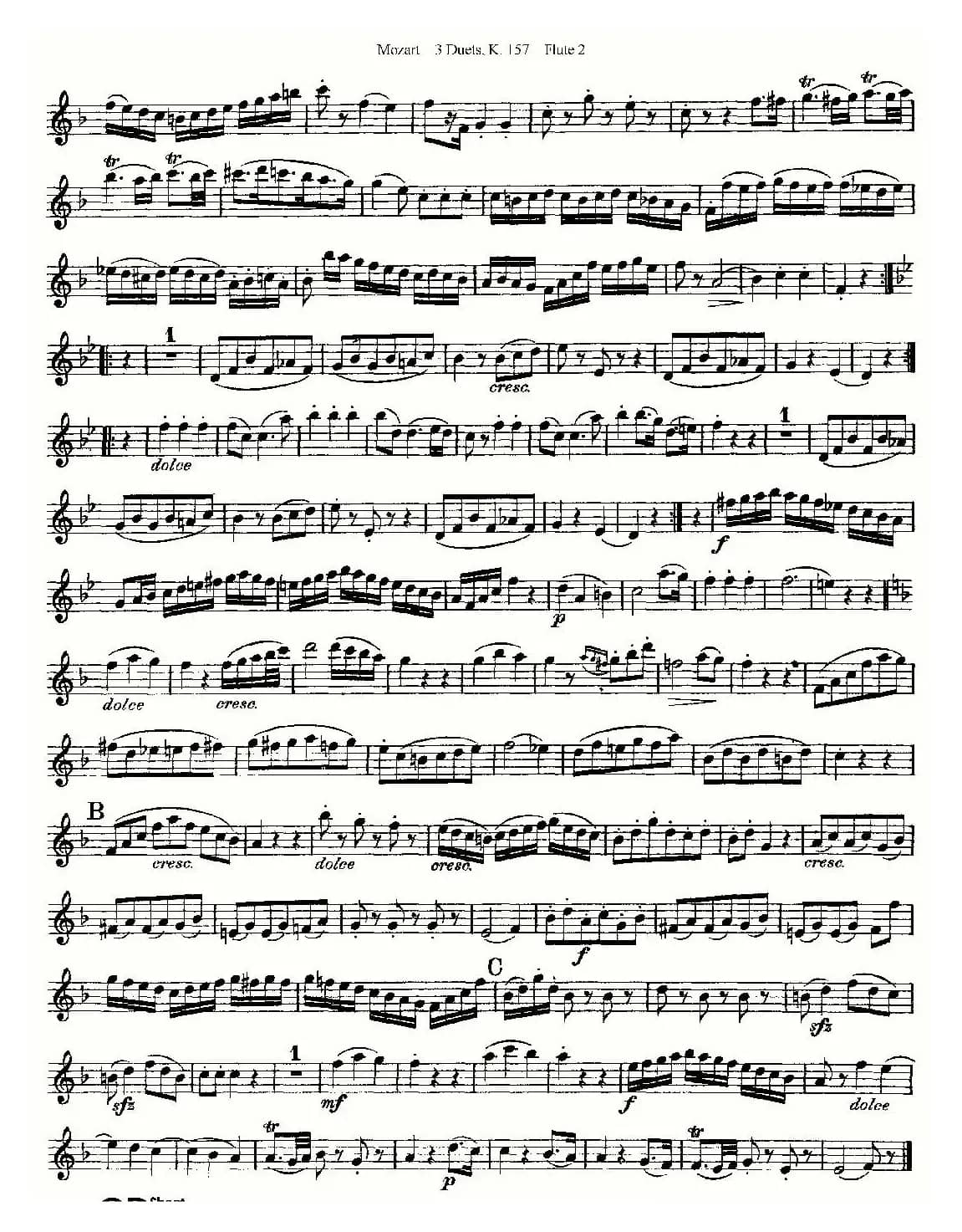 3 Duets K.157 之第二长笛（二重奏三首 K157号）