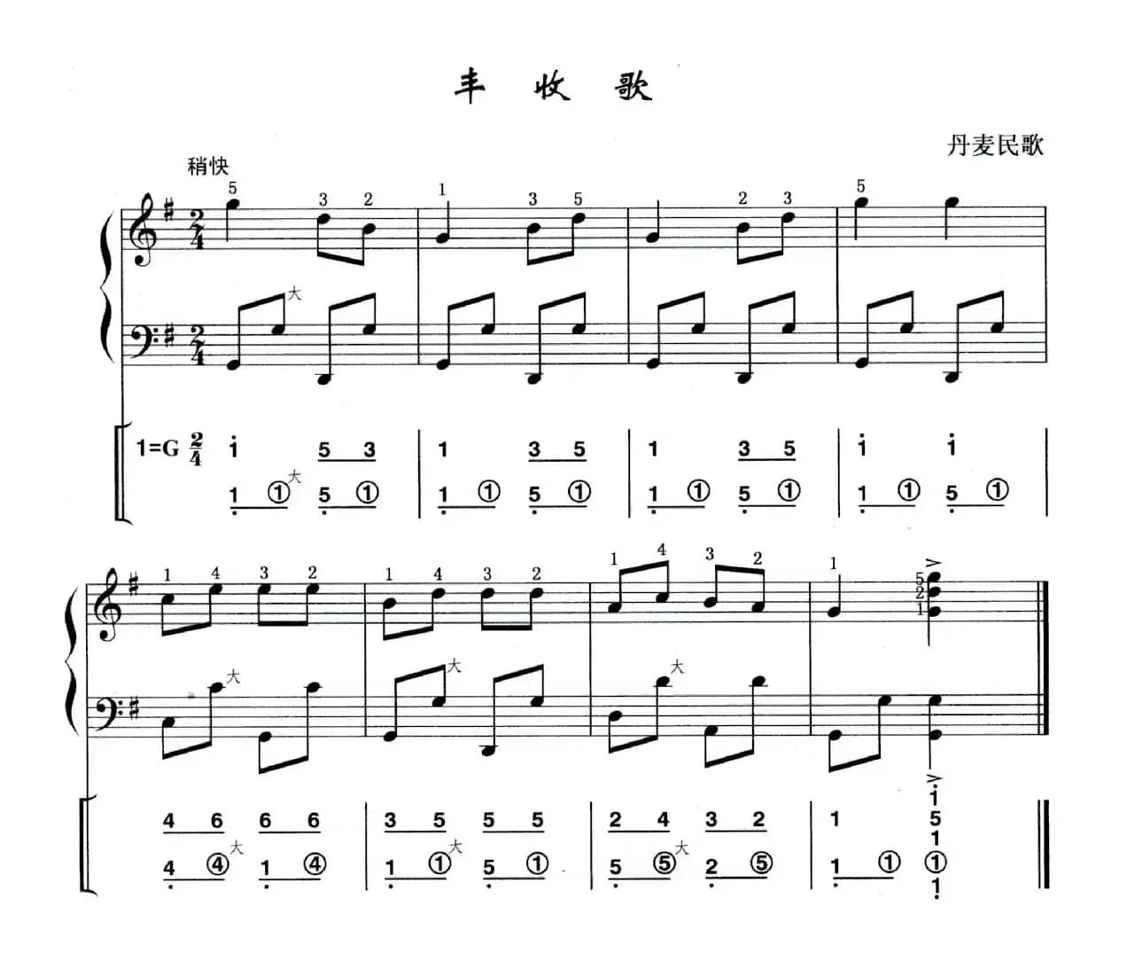 丰收歌（丹麦民歌）（线简谱混排版）