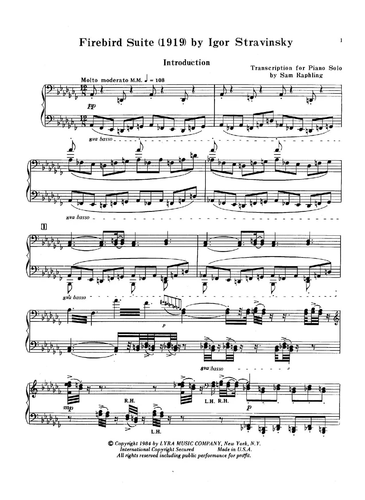 火鸟组曲 Firebird Suite（拉夫林改编钢琴独奏版）