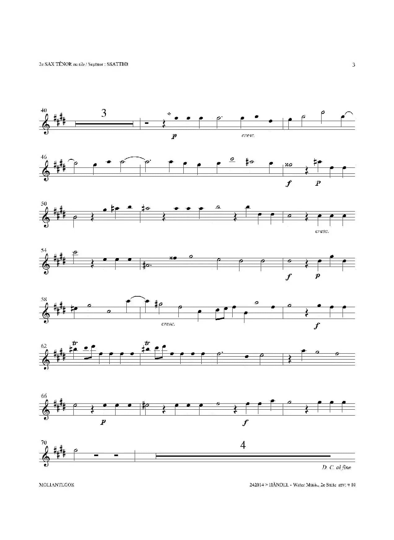 Water Music（HWV.349 No.2）（第二次中音萨克斯）