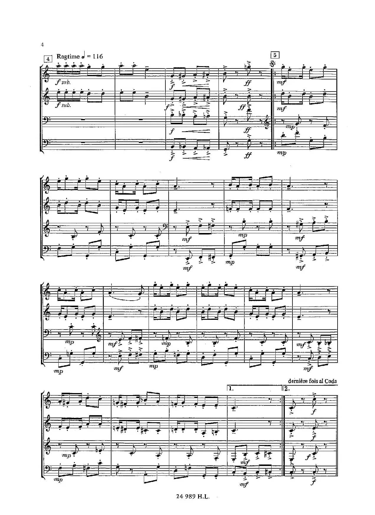 Chinese Rag （四重奏总谱+分谱）