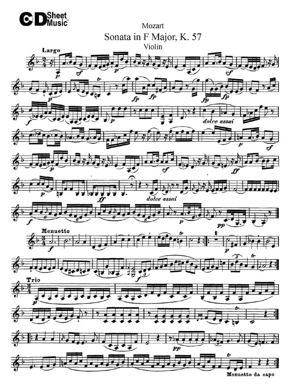 Violin Sonata in F Major K.357
