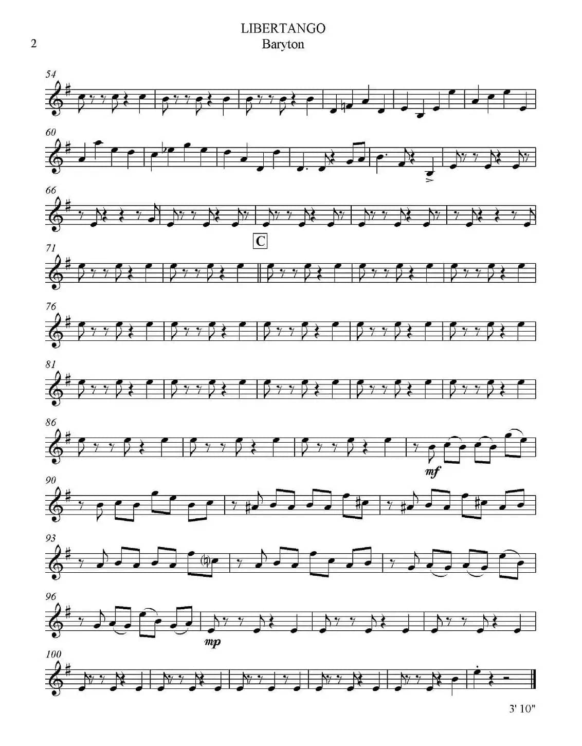 LIBERTANGO（探戈灵魂）（四重奏之上低音萨克斯分谱）