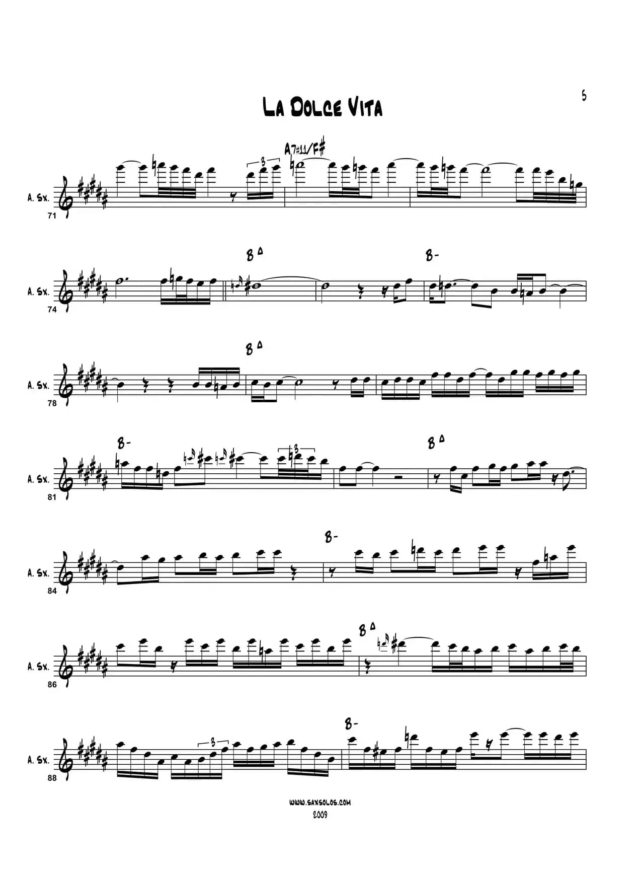 La Dolce Vita（中音萨克斯）